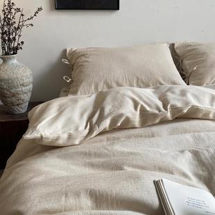 A类原本棉麻四件套日式 简约侘寂10%亚麻90%棉提花被套床单三件套4