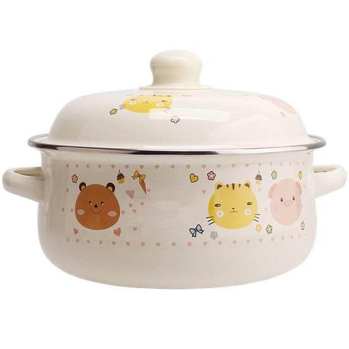 双耳珐瑯锅汤锅蒸锅泡面锅珐瑯瓷锅煮粥炖锅炖排骨小锅电磁炉通用