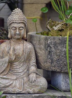 禅意佛像鱼缸造景摆件装饰民宿庭院户外阳台花园造景布置园艺创意