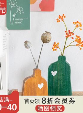 阿楹 ins春夏假花书架多巴胺日式木柜办公治愈小摆件洞洞板装饰品