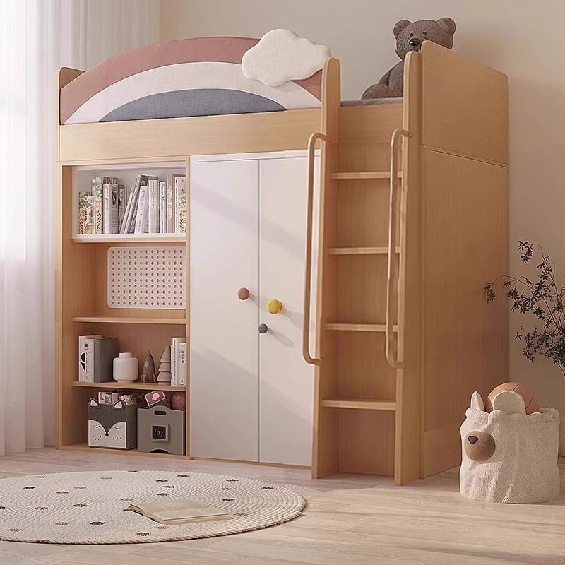 儿童衣柜床一体上床下桌衣帽间多功能组合床高低床上床下柜小户型
