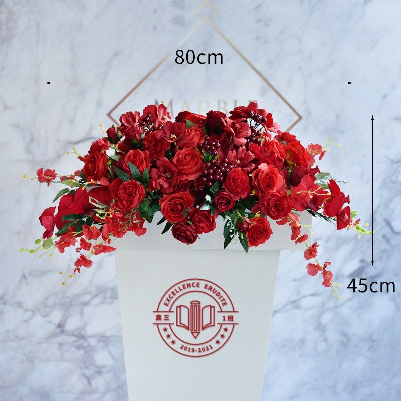 高档会议讲台花桌花签到装饰台仿真花假花酒店宴会演讲主席台花艺