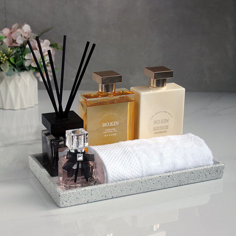 样板房民宿酒店洗手间浴室柜洗手台香薰毛巾沐浴托盘组合装饰摆件