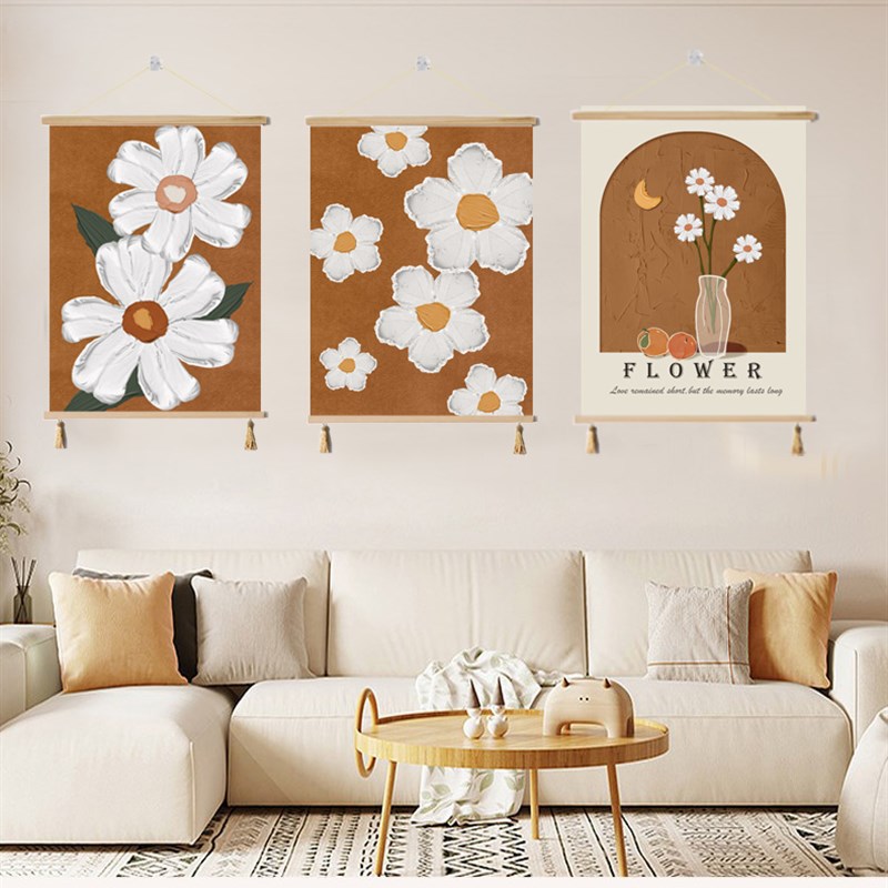 侘寂风肌理花卉客厅装饰画卧室床头沙发背景挂画现代简约民宿装饰