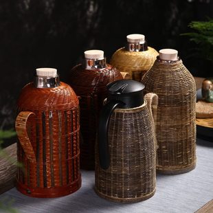 暖水瓶外壳罩茶壶家用茶瓶 手工竹编热水瓶暖壶复古暖瓶开水瓶老式