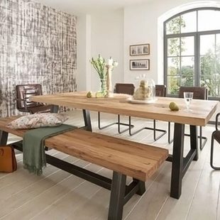 实木餐桌椅组合小户型家用吃饭方桌子餐厅饭店复古歺桌长方形饭桌