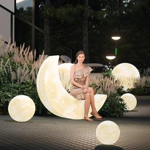 饰氛围花园庭院月亮灯 室外月球灯太阳能户外防水草坪灯别墅派对装