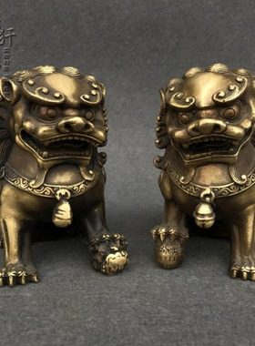 纯铜狮子摆件一对铜狮北京狮宫门狮家居装饰礼品摆设