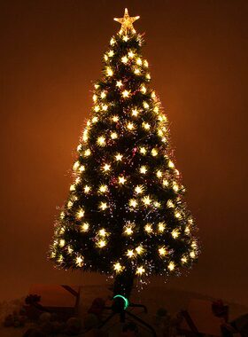 套餐圣诞树白暖90.光纤插电黄色cm发光节装饰品星星圣诞金0树9米