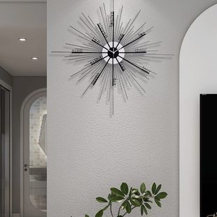 饰创意时尚 艺术极简时钟挂钟客厅家用简约大气装 现代免打孔钟表