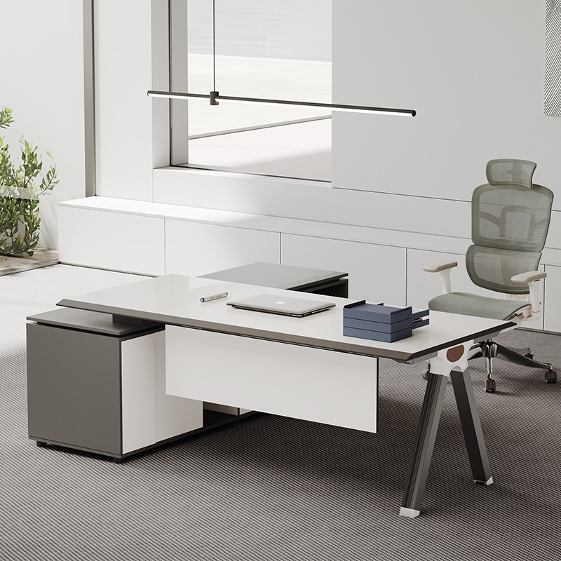 经理办公桌轻奢主管老板总裁大班台简约现代时尚办公室桌椅组合