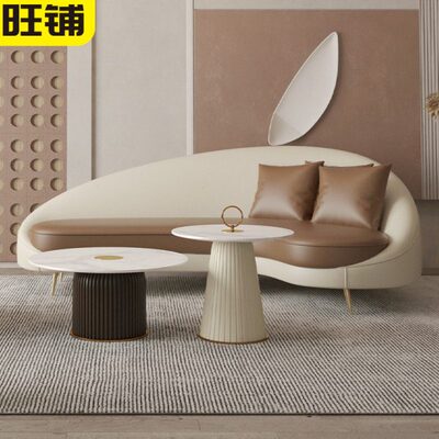 接待会所展厅布科技轻奢四人创意洽谈三人弧形沙发美容院会客组合