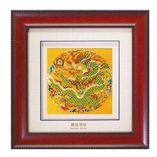 复古刺绣工艺木质画框摆台 家居装 饰云锦摆件 公桌装 饰礼品
