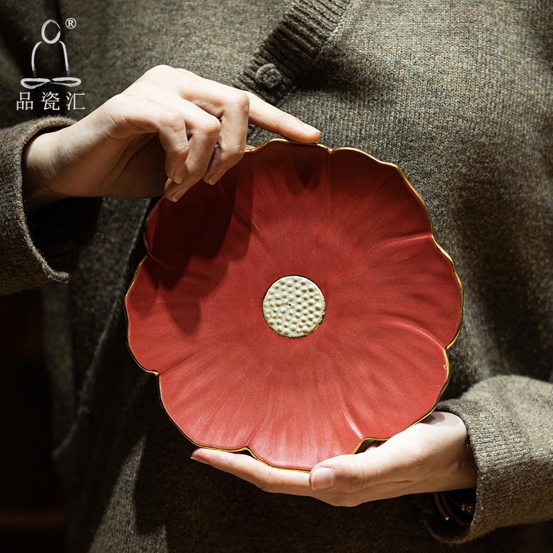 品瓷汇莲生吉祥陶瓷壶承干泡台茶壶托盖碗垫小茶盘中式茶道具配件