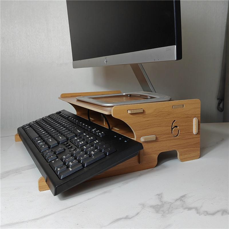 台式显示器增高架倾斜键盘桌上收纳整理护颈垫高11.5CM电脑底座