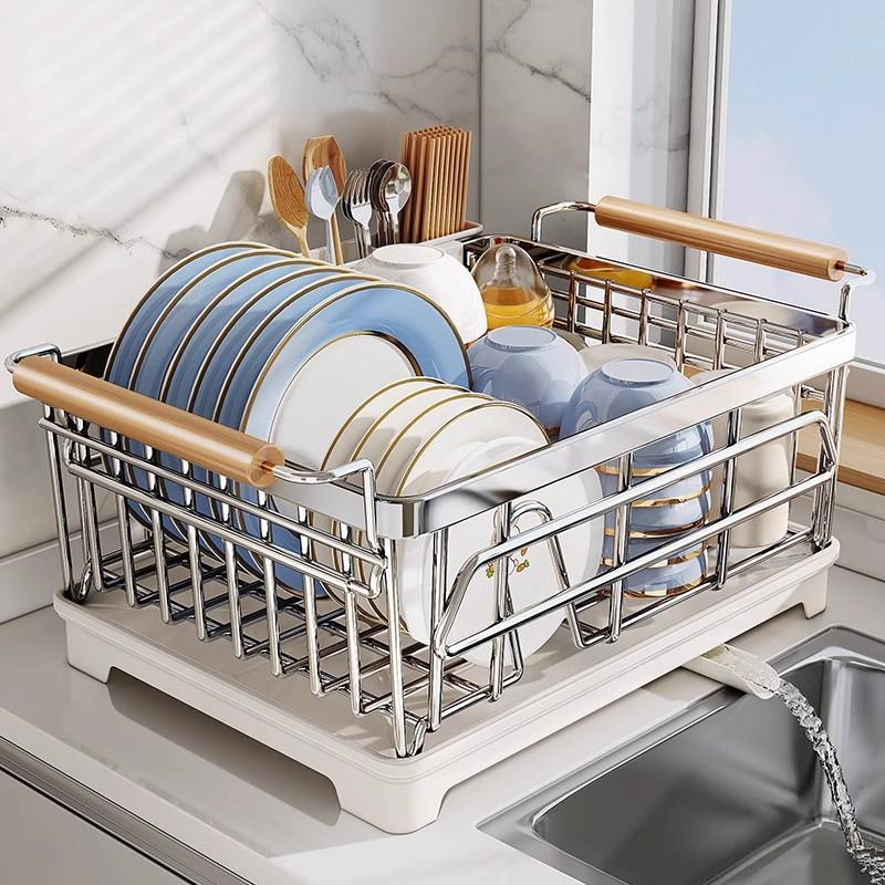 加厚碗碟收纳层架沥水碗盘架304不锈钢碗架厨房置物架放碗筷沥水