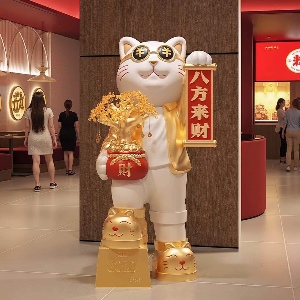 创意酷潮招财猫落地摆件新店开业礼物高档大气店铺门口吸睛装饰品