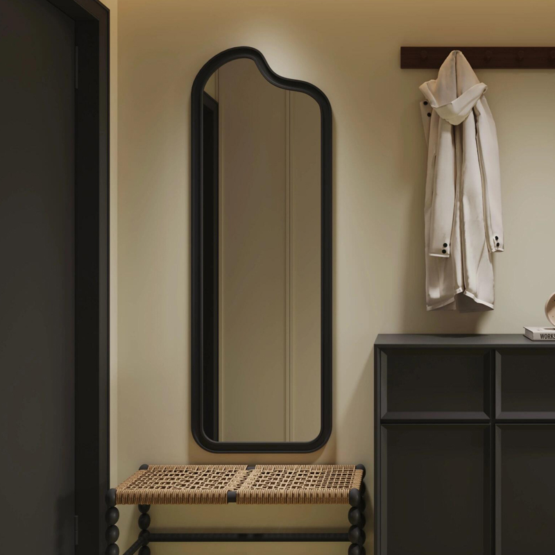 全身镜入户玄关壁挂镜子现代艺术造型穿衣镜美式中古风客厅落地镜