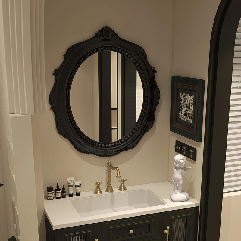 法式复古led智能浴室镜高级椭圆艺术梳妆镜家居设计样板房装饰镜