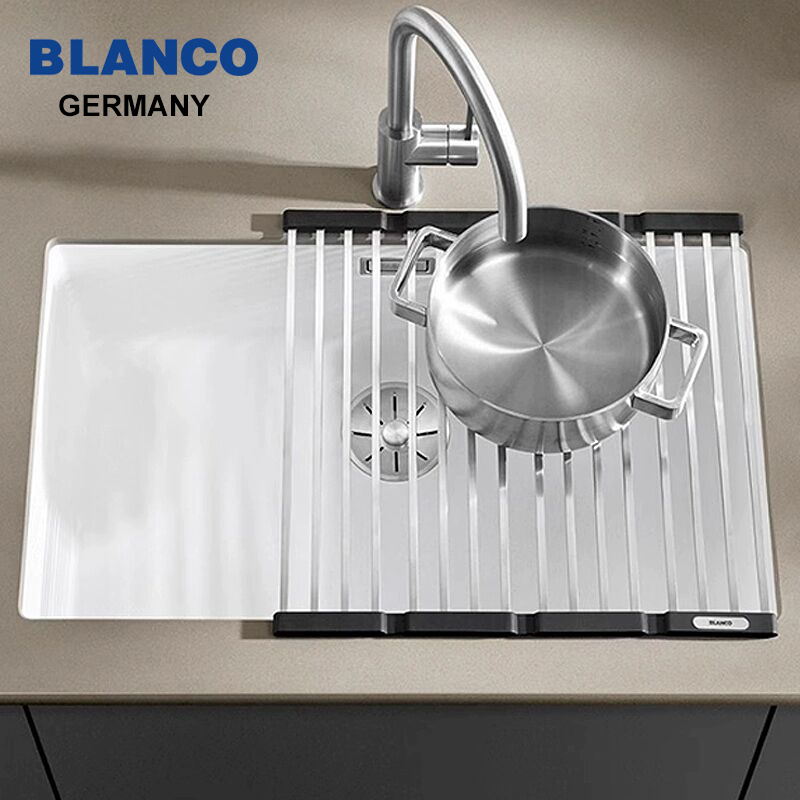 德国原装进口Blanco铂浪高厨房沥水帘可折叠卷帘碗筷收纳架滤水垫