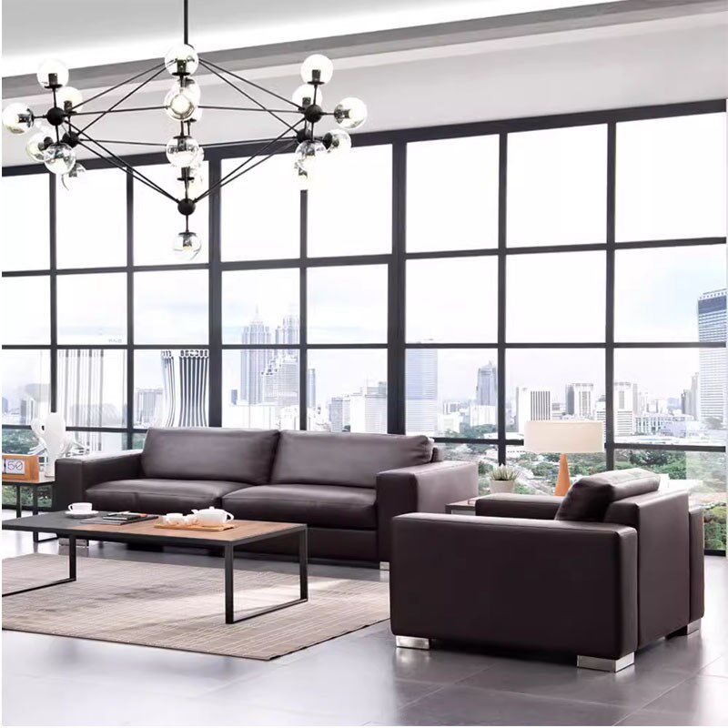 总裁办公沙发茶几组合简约现代公司休闲区商务沙发会客室双人沙发