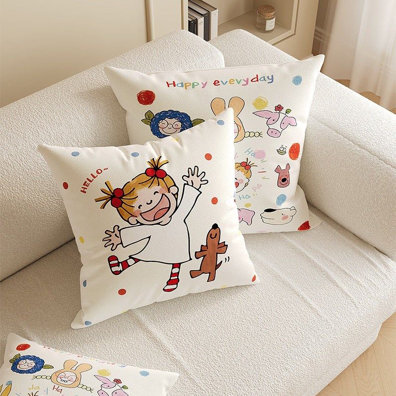 可爱卡通抱枕正方形装饰沙发摆件枕套可拆洗枕头飘窗卧室床头靠枕,居家布艺,靠垫/抱枕,淘宝优惠券,粉丝福利购,淘宝优惠卷