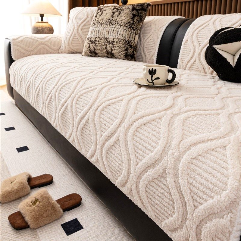 奶油风毛绒秋冬加厚沙发垫2025新款直排皮沙发固定防滑坐垫防猫抓,居家布艺,沙发垫,淘宝优惠券,粉丝福利购,淘宝优惠卷