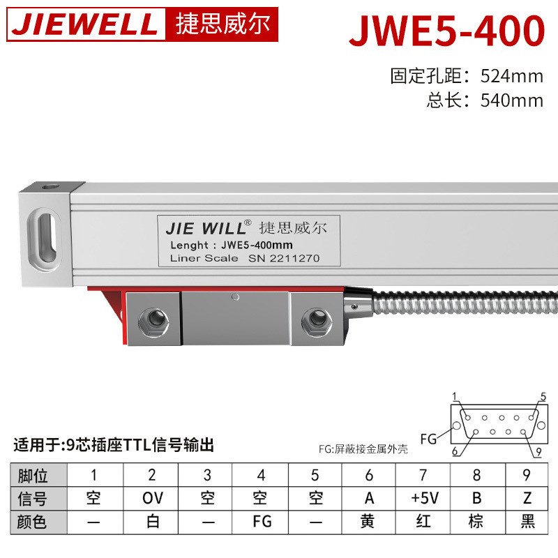 捷思威尔JWE5-450光栅尺5um高精度测量系统数显位移传感器读数头