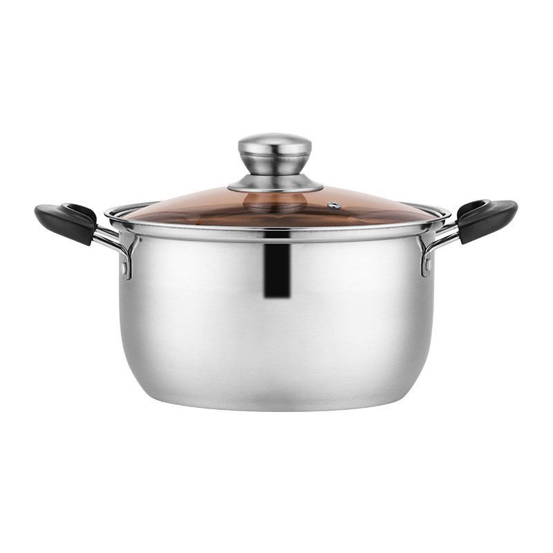 加厚304不锈钢汤锅 电木双柄复底汤锅家用大容量汤锅炉具通用煲汤