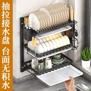 长促家用大号双层一体厨房置物架碗盘架筷子收纳架厨房沥水碗架收