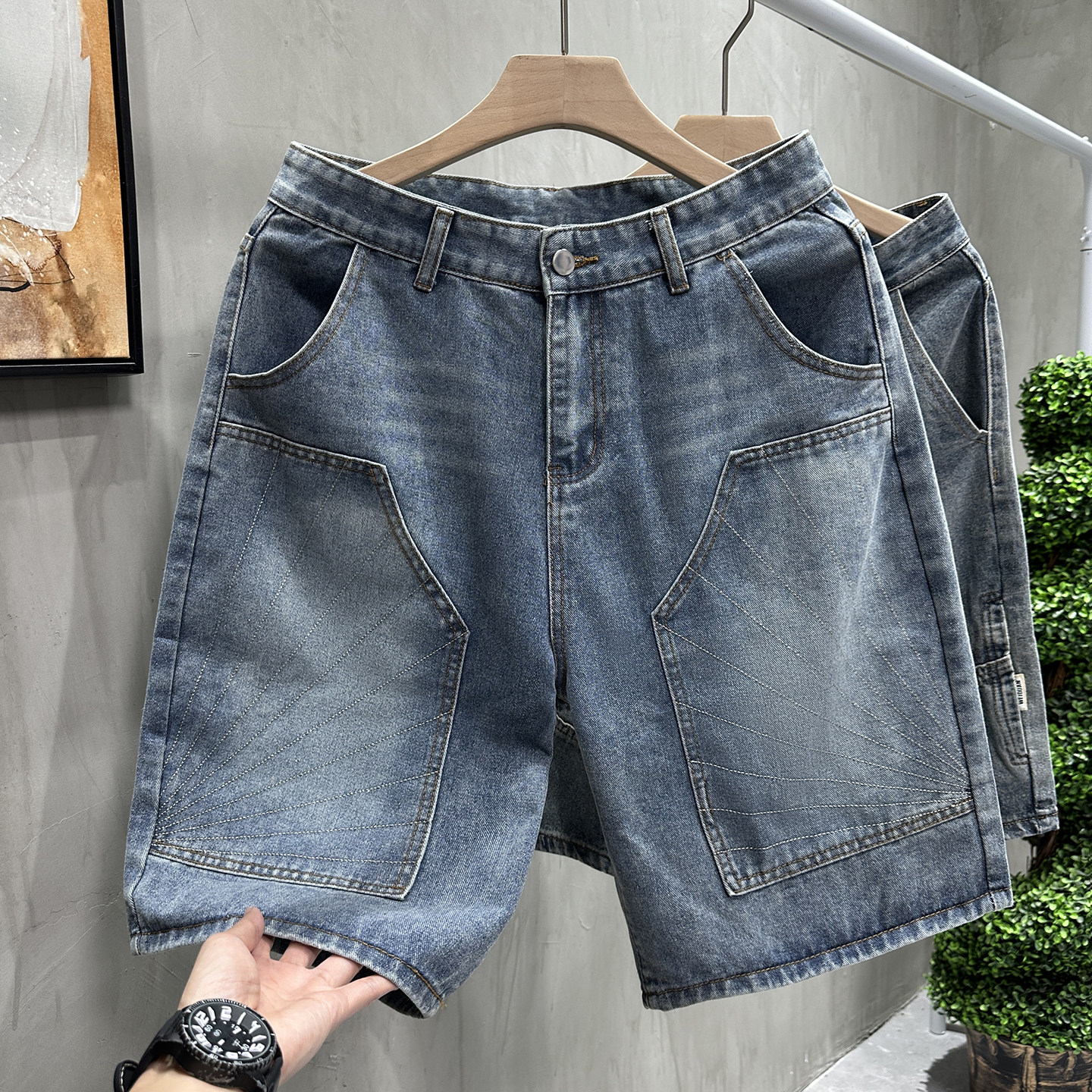 美式复古重工解构牛仔短裤夏季