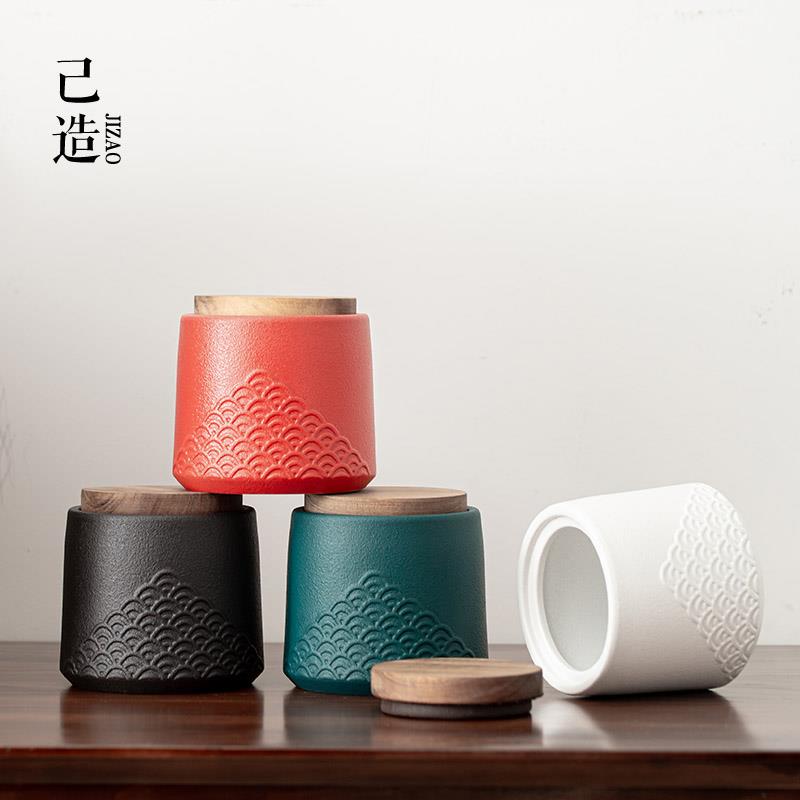 己造 茶叶罐子陶瓷密封罐家用储物罐带盖防潮茶盒茶仓茶叶盒定制