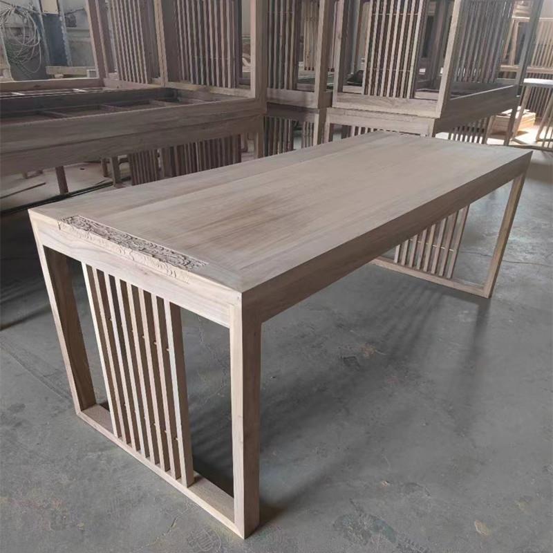 实木书桌家用书房写字台老榆木白茬白胚书法桌新中式书画桌电脑桌