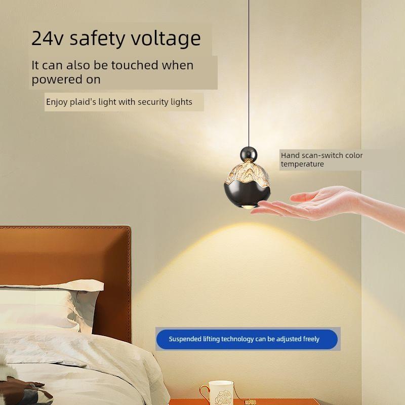 极简充电，免接线床头吊灯，升降台，高端，轻奢，手扫传感器，卧