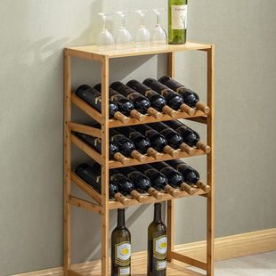 酒柜展示架置物架红酒架实木格子 子酒杯架落地收纳葡萄酒酒吧欧式