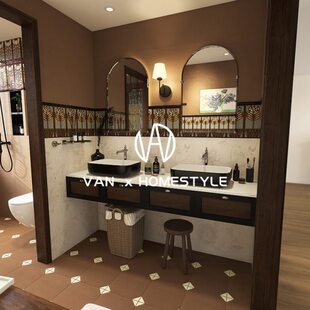 卫生间瓷砖梵地砖厨房内中糖色 焦古风厕所墙砖花砖法式复古浴室