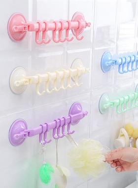 锁扣式吸盘6连钩 厨房卫生间浴室墙壁排钩免钉无痕多用六连挂钩