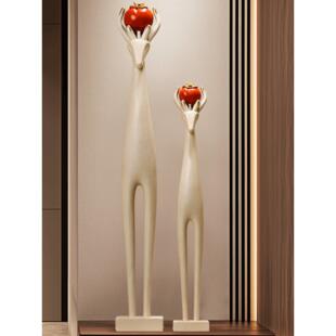 入户玄关摆件招财鹿竖瘦窄长进门客厅电视柜壁龛软装饰品轻奢高档