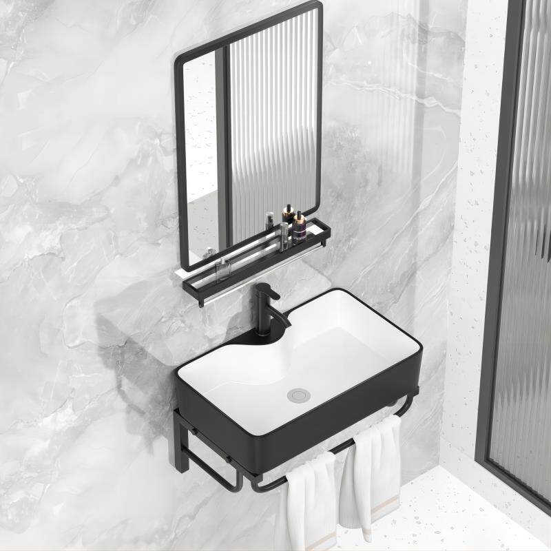 小户型阳台挂墙式洗手盆不锈钢支架盆挂壁式陶瓷洗脸盆小挂盆面盆