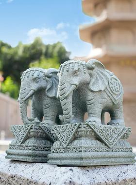 中式石雕大象摆饰一对客厅招财办公桌摆放玄关庭院吸水象工艺礼品