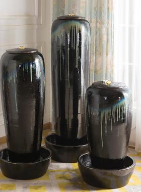 景德镇陶瓷流水摆件循环水办公室装饰庭院瀑布景观落地鱼池装饰品