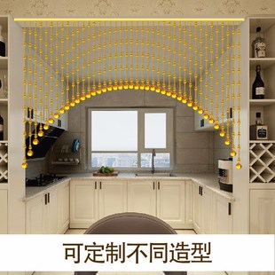 金黄拱形葫芦帘子卫生间免打孔 水晶珠帘门帘客厅隔断帘2024年新款