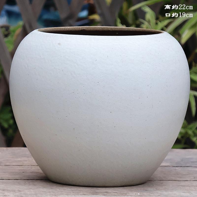 手工复古大高筒多肉花盆粗陶悬崖造型庭院地面陶瓷月季九尾狐高盆