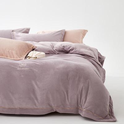 高端A类抗菌绒四件套无静电牛奶绒被套细腻短绒床上用品绣花轻奢