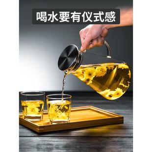 凉水壶果汁壶耐热防爆耐高温茶壶 大容量冷水壶玻璃家用水杯套装