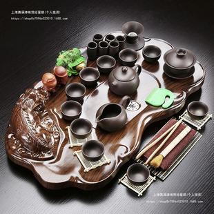 家用简约茶台实木茶盘喝茶紫砂玻璃茶壶茶道茶海 整套功夫茶具套装