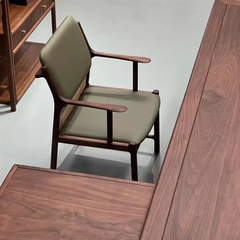 新中式禅意黑胡桃白蜡木老板桌办公室公司酒店民宿高端大班台家具