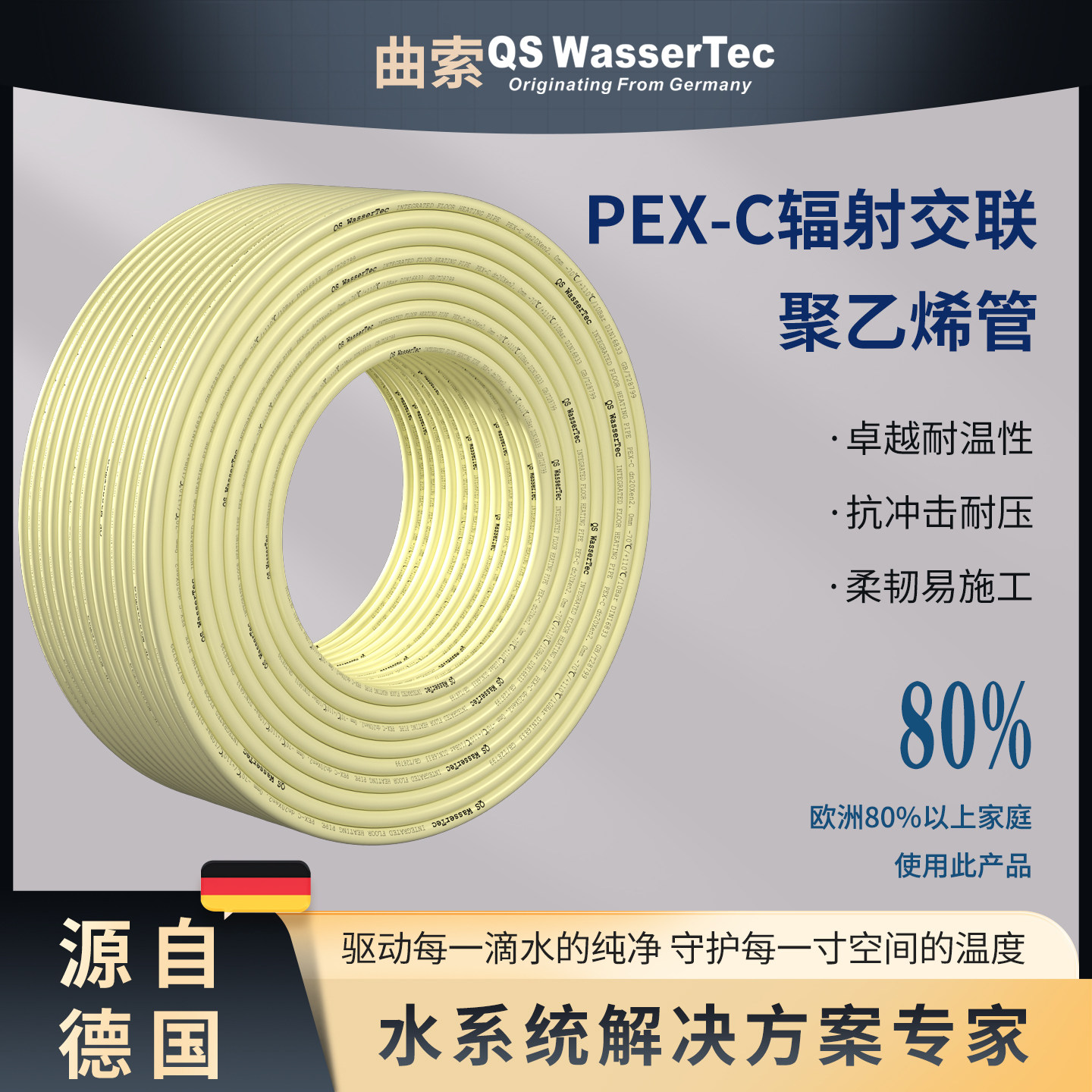 QSWasserTec曲索PEX-C地暖管真C