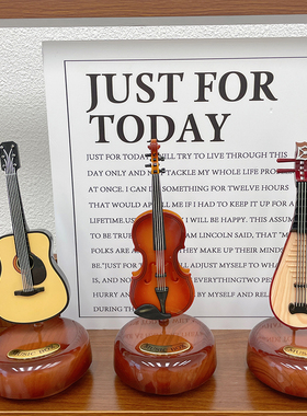 文艺古典旋转琵琶k八音琴摆件 复古礼品吉他小提琴音乐盒生日礼物