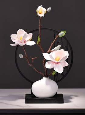 新中式古风酒柜中国风摆件隔断柜玄关家居客厅创意花X瓶高档装饰